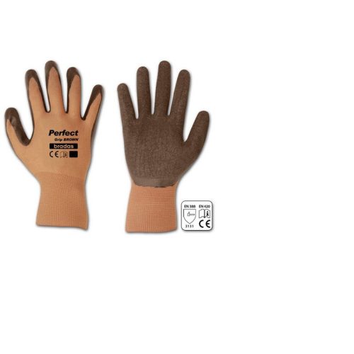 Bradas Perfect Grip Brown latex kesztyű 8 - M méret (RWPGBR8)