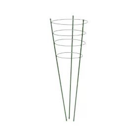   Virágtámasz, műanyaggal bevont fém, zöld, 90cm x 7mm+4db gyűrű átm.29,5-28-27-22cm