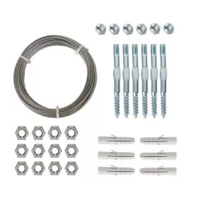   Rögzítő szett futtatórácshoz 1,8mm x 10m (6db csap,10m galvanizált kábel)