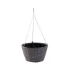 Virágtartó függőkosár, rattan fekete H19x25cm