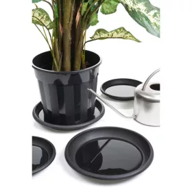 Fekete, polipropilén virágcserép-alátét, 2x17cm