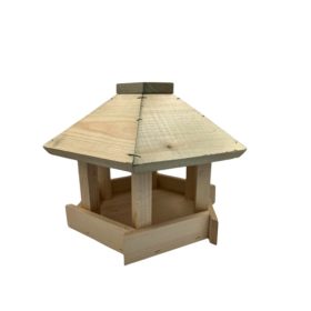 Madáretető hatszögletű, fa, festett, 26*26*25 cm