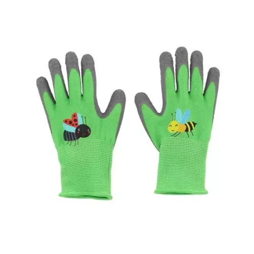 Méhecskés és katicás gyerek kesztyű, ZÖLD 9,7x18,5cm