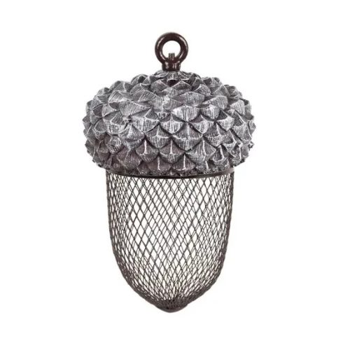 Felakasztható makk alakú madáretető ráccsal