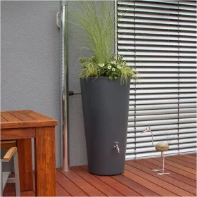   Esővízgyűjtő Rainbowl Flower 150 L antracit, színes növénytartós edény csap nélkül