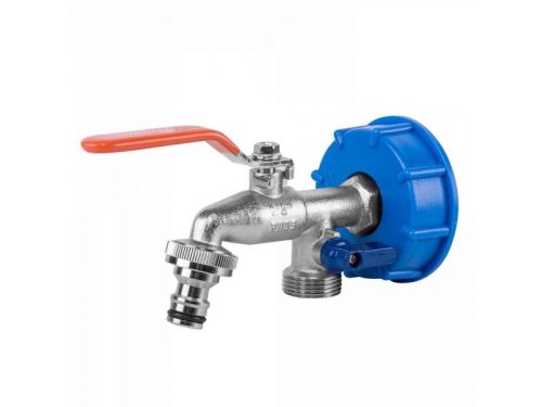 IBC tartály csatlakozó 1/2" fém csappal gyorscsatlakozóval + 3/4" km kiálással