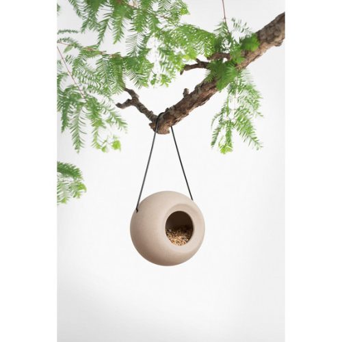 LISA kerámia madáretető bézs - kézzel készített 16x14x16