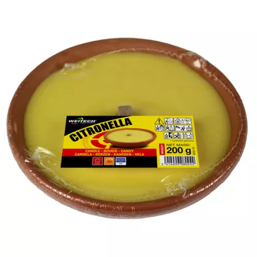 Weitech citronellás gyertya repülő rovarok ellen, üvegpohárban, 25 óra égésidővel