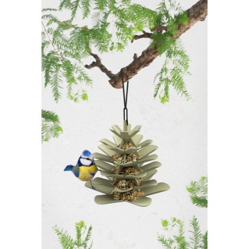 JESSE 98%-ban újrahasznosított madáretető, szürke, magokhoz, újrahasznosított rPET kötéllel 13x13x15